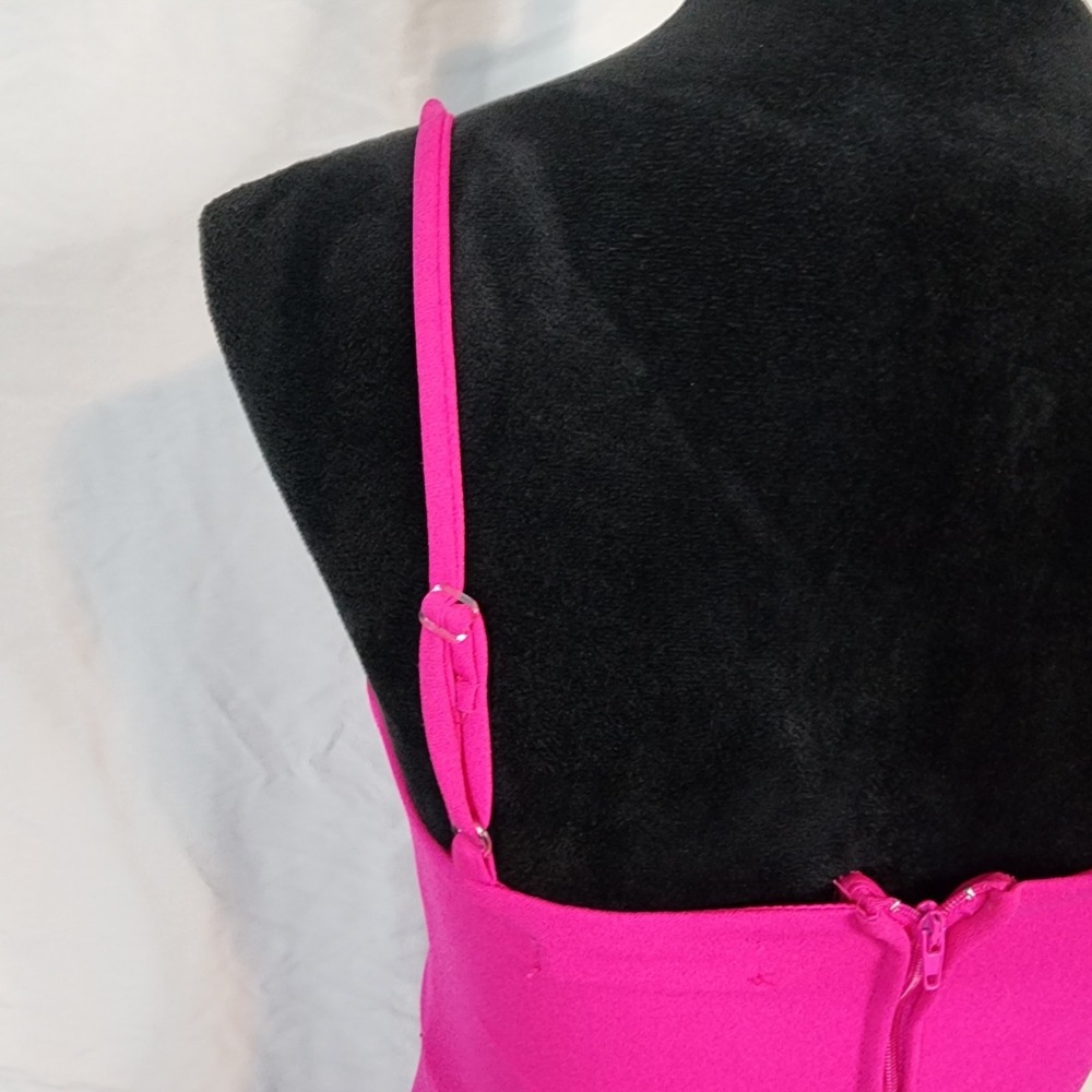 MIDNIGHT DOLL Size XS Hot Pink Square Neck Sexy Strappy Bodycon Mini Dress Party - Picture 5 of 8